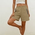 thumbnail image 4 of Hurxie Women's Hiking Cargo Shorts Quick Dry Lightweight Athletic Outdoor Shorts for Workout with Zipper Pockets Khaki,L, 4 of 7
