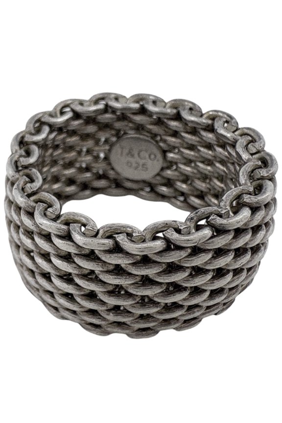Pre-Owned Tiffany & Co. Somerset Mesh Ring, Sterling Silver 925, Women's Ring
