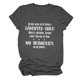 thumbnail image 1 of Camiseta con el alfabeto para mujer con cita peculiar, cuello redondo, mangas cortas, gris oscuro, fuente blanca, talla L Camiseta favorita para niños, 1 of 5