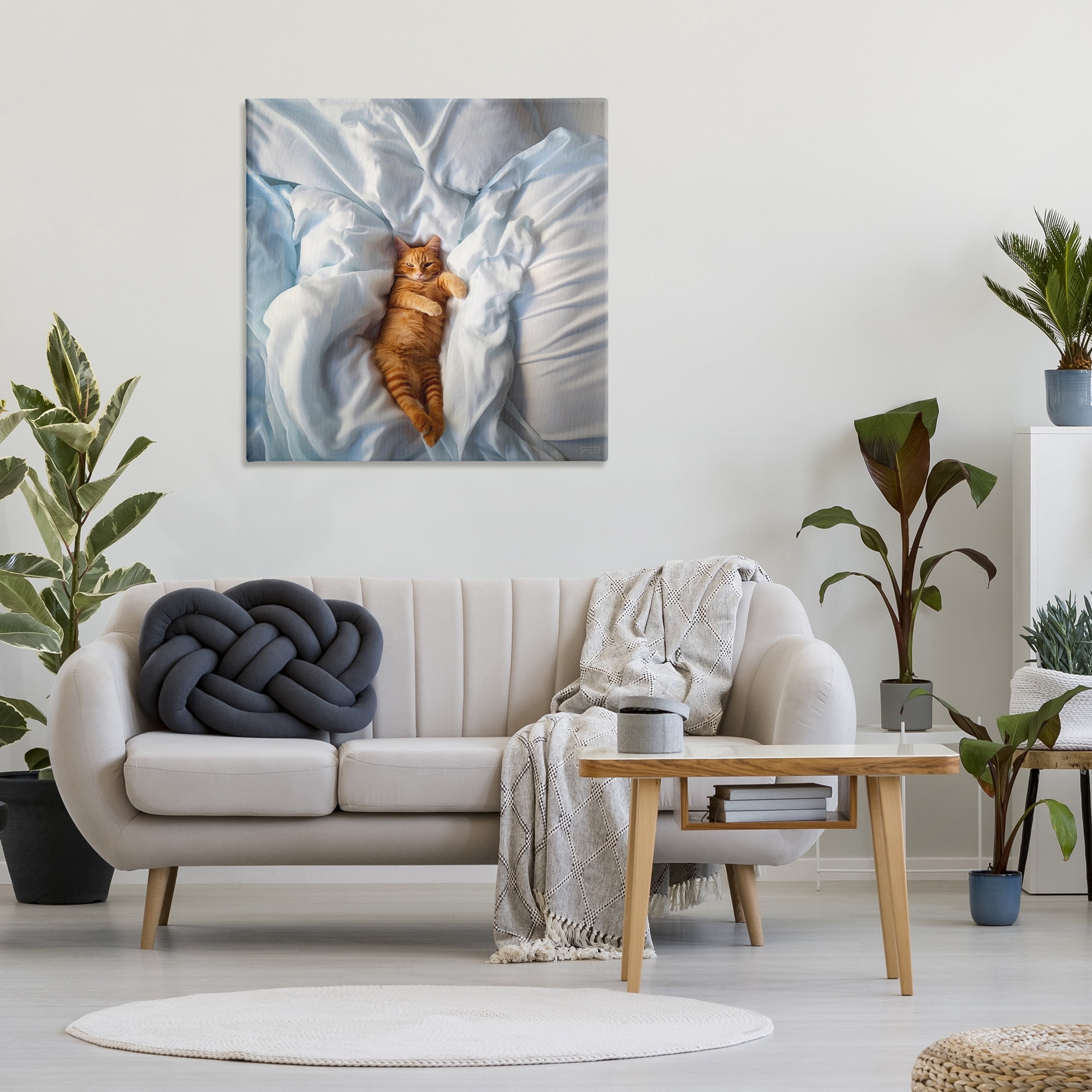 Stupell Industries Sprawled Orange Cat Animals & Insects Painting Gallery Wrapped Canvas Art Print Wall Art, 36 x 36