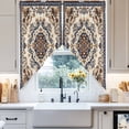 thumbnail image 4 of Vintage Flowers Pattern Swag Curtain Valance for Windows, Brown Blue Classical Bohemian Window Treatments Short Swag Topper for Kitchen Windows Bathroom Bedroom, 36"x36", 4 of 8