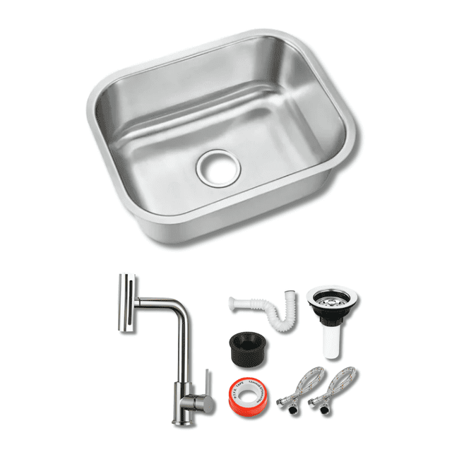 Fregadero Tarja para Cocina DE COCINA Submontar 1 Tina Acero Inoxidable con Kit Mezcladora Profesional