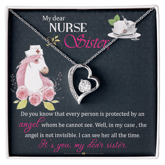 To Sister My Dear Nurse Sister Forever Necklace w Message Card