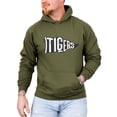 thumbnail image 3 of Tigers Pennant Flag Hoodie for Women Men & Teens Distressed School Spirit Game Day Sweatshirt Army Green Hoodie Small, 3 of 8