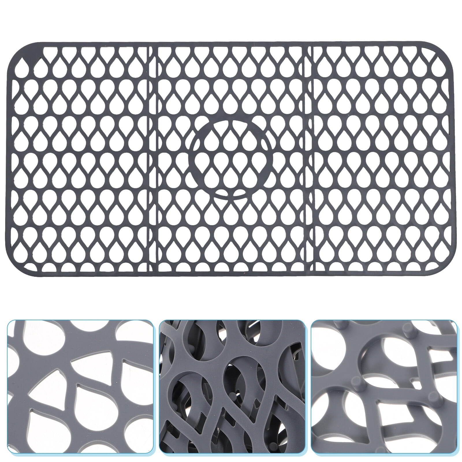 unbranded  Silicone Sink Mat Dish Drain Drying Pad Extra Large Black Light Grey