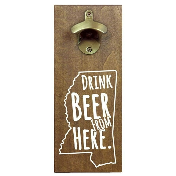 Torched Mississippi Drink Beer Bottle Opener Magnetic Cap Catcher 12"x5"x5"