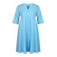 thumbnail image 3 of CHUANK Robe Maxi Ample à Manches Longues en Coton et Lin pour Femmes, Grande Taille, Unie, Boutonnée, 3 of 7