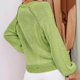 thumbnail image 4 of Jersey con cuello en V, Top de punto, moda, transpirable, manga larga, suéter suelto de punto para mujer, verde S, 4 of 6