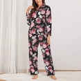 thumbnail image 2 of KLL Rose Flowers Print Women's Long Sleeve Pajamas with Pants Sleepwear Loungewear 2 Set-X-Large, 2 of 7