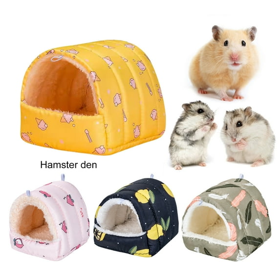 Dengjunhu Hamster House Semi-closed Printing Big Space Cold Protection Soft Rest And Sleep Cloth Feather Pattern Squirrel Bed for Winter