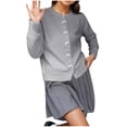 thumbnail image 4 of DuoJiaJ Womens Pearl Button Cardigan, Crew Neck Long Sleeve Knit Gray One Size, 4 of 5