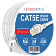 thumbnail image 1 of CENTROPOWER Cables Cable de conexión de red Ethernet Cat5e, cable de Internet blanco de 100 pies para módem, enrutador, PC, consolas de TV, Internet de alta velocidad, 1 of 5