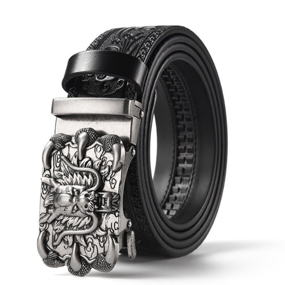 Western Cowboy Ratchet Belt Western Leather Belts Women for Men Automatic Buckle-No Box