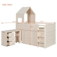 thumbnail image 2 of Harper & Bright Designs Twin House Loft Bed with Roof and Roll-Out Desk Desk, Wooden Twin Loft Bed Frame with Drawers and Cabinets for Boys Girls, Space Saving Loft Bed, Beige, 2 of 20