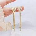 thumbnail image 3 of Eosunjian 1 Pair Women Hanging Earrings 3D Clover Shape Tassel Faux Crystal Electroplated Anti-allergy Lightweight Ear Decoration Jewelry Party Prom Long Dangle Earrings Golden, 3 of 13