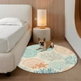 thumbnail image 3 of 6ft Round Rug Coastal Turquoise Area Rugs for Living Room Bedroom Washable Non Slip Circle Rug Ocean Coral Starfish Shell Modern Sea Indoor Floor Carpet for Kitchen Entryway Office Dining Room, 3 of 9