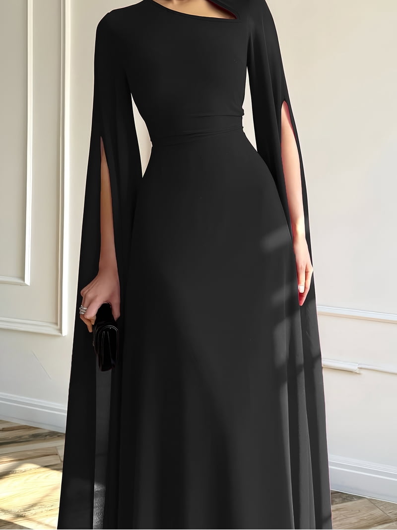 sachin and babi light blue dress Deep V-neck Satin Ball Bridesmaid Dress With Shoulder Bows In Midnight Navy main image 1