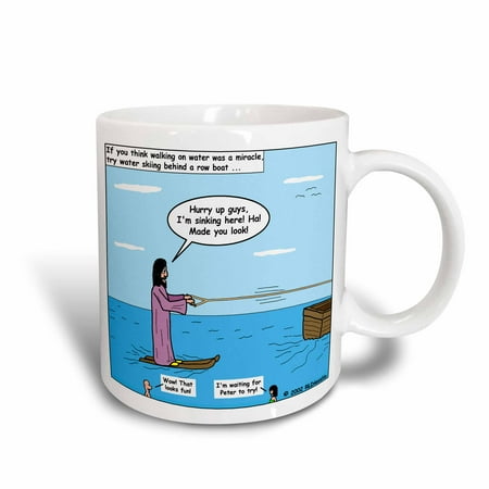 3dRose Jesus - Water Skiing, Ceramic Mug,