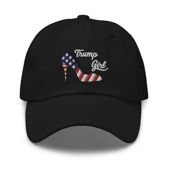 Trump Girl Hat, Trump Girl Dad Hat, Conservative Hat, Trump 2024 Hat, American Flag Hat, Vote Trump Hat, Republican Trump Girl Hat (Black)