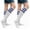 White Blue, variant on Couver Women's Athletic Knee High Socks 3 Stripes Cotton Blend White Lavender 2 Pairs Size 9-11