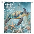thumbnail image 2 of Coastal Sea Turtle Semi Sheer Curtains Drapes for Living Room,Bedroom,French Doors Window 54 Inches Long,Vintage Teal Nautical Beach Botanical Rod Pocket Chiffon Curtain Drapery Voile Drape Panel, 2 of 6