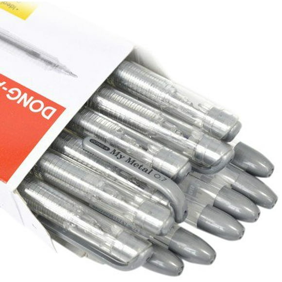 Dong-a My Metal Gel Ink 0.7mm Roller Ball Pen - Silver Colors 12 Pcs 1 Dozen (Pack of 12 Pens)