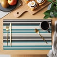 thumbnail image 2 of Green Black Grey Striped Placemats Set of 12 Farmhouse Vintage Stripe Place Mats Indoor Wipeable Table Mats Washable Cloth Dining Table Placemats for Kitchen Holiday Party Home Decor 13x19 Inch, 2 of 9