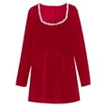 thumbnail image 6 of CAIXIA Women's Elegant Crystal Square Collar Long Sleeve Velvet Mini Dress A-line Ruffle Party Evening Dresses with Pockets,Red, 6 of 6