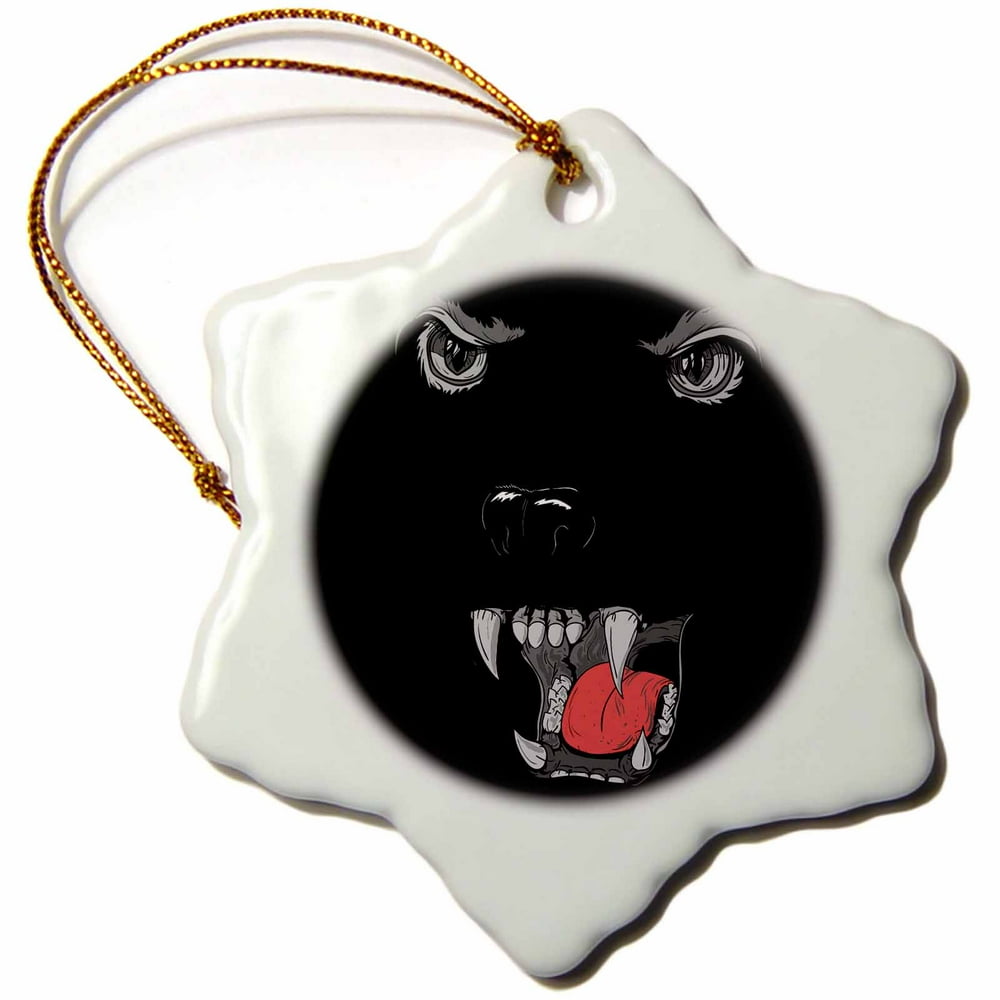 Download 3dRose Ferocious Growling Black Panther Face Vector Illustration Wild Animal Design - Snowflake ...