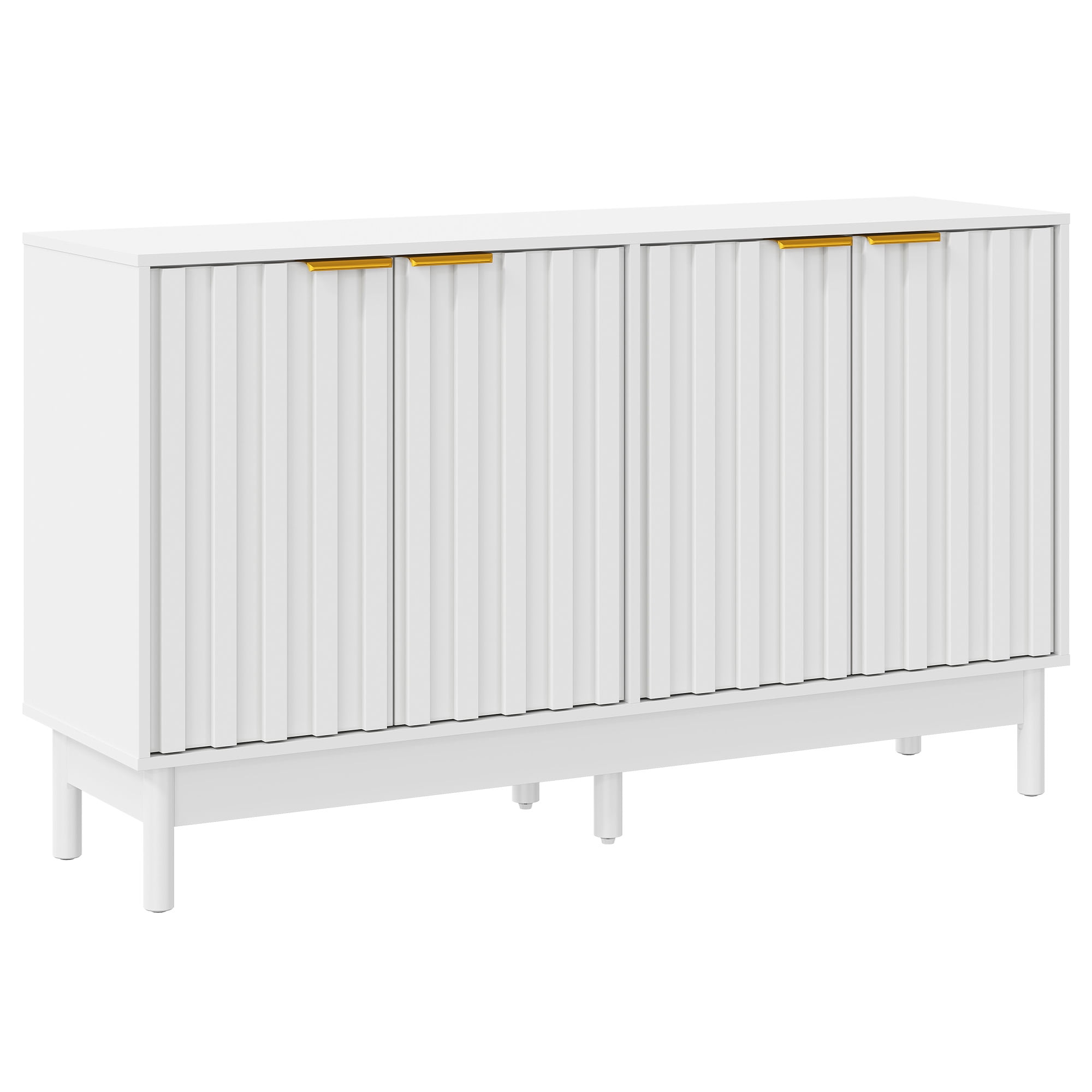 TrumanPick  55'' Buffet Cabinet with Fluted Door, Adjustable Shelves, and Edge Pull White
