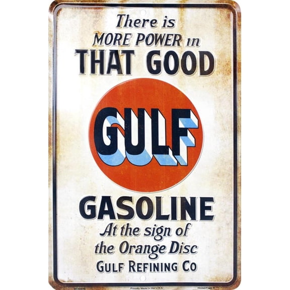 That Good Gulf Gasoline Tin Sign - 8x12