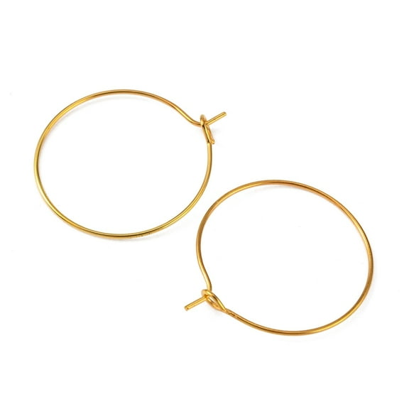 20pcs Brass Wine Glass Charm Rings Hoop Earrings Golden 20 Gauge 25x0.8mm