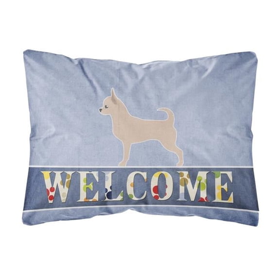 Carolines Treasures BB5554PW1216 Chihuahua Welcome Canvas Fabric Decorative Pillow, 12H x16W, multicolor