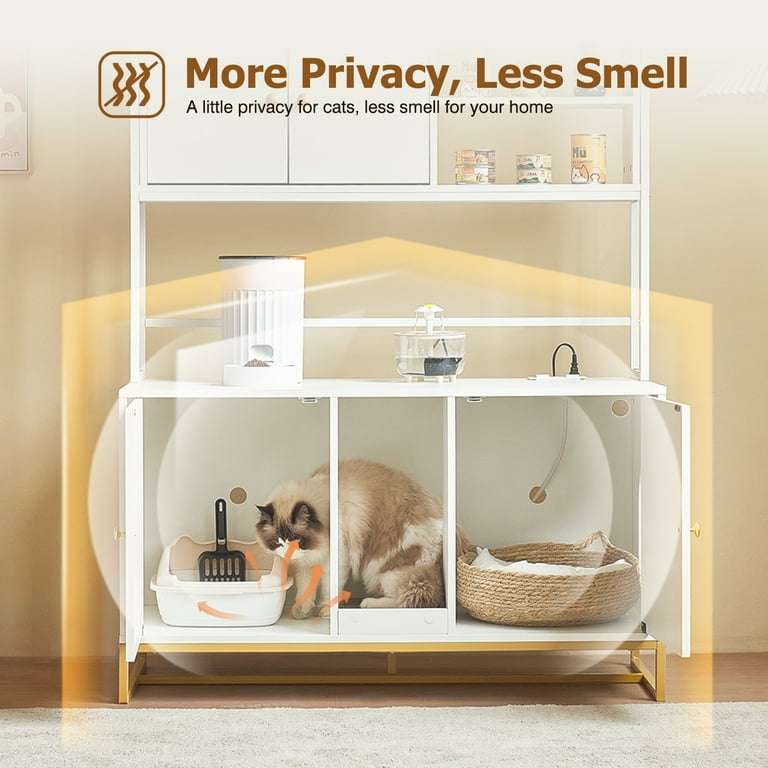 JanflyHome Large Multi Cat Litter Box Enclosed Stainless Steel Charging Station White Walmart