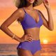 thumbnail image 5 of Tankini de moda para mujer, color sólido con cojín en el pecho y sin soporte de acero, traje de baño holgado con cordón dividido, traje de baño de dos piezas para mujer, trajes de baño tankini para mu, 5 of 6