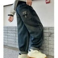 thumbnail image 4 of KAUOD Boys Baggy Jeans Straight Wide Leg Cargo Denim Pants Kids Elastic Waist Retro Streetwear Jeans Trousers with Pockets, 4 of 9