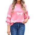 thumbnail image 2 of Women Cute Knit Sweater Y2k Long Sleeve Crew Neck Knitted Pullover Top Oversized Going Out Fall Winter Knitwear Pink L, 2 of 9