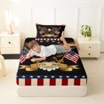 thumbnail image 4 of Manfei Bald Eagle Us Flag Twin Sheets,Red Stripes Bedding,Black,3pcs,1 Fitted Sheet and 1 Pillowcase, 4 of 6