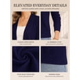thumbnail image 3 of QUALFORT Women's 3/4 Sleeve Cropped Cardigan Sweater, Open Front Shrug, Navy, Size L, 3 of 7