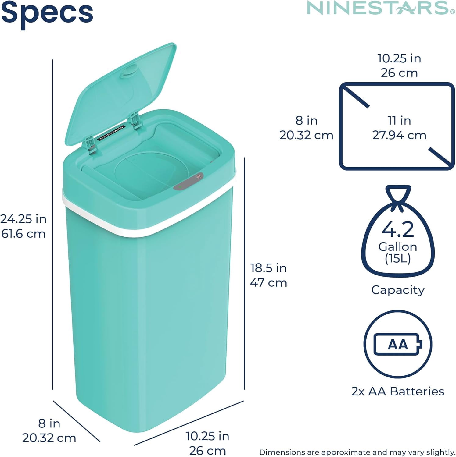 NPT-16-1 Automatic Touchless Motion Sensor Diaper Disposal Trash Can with lid, 4.2 gallon/16 L, Pink, Plastic