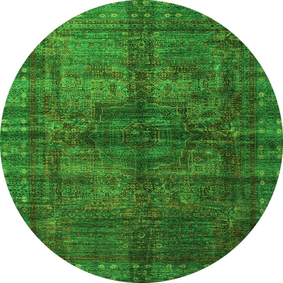 Ahgly Company Indoor Round Oriental Green Modern Area Rugs, 6' Round