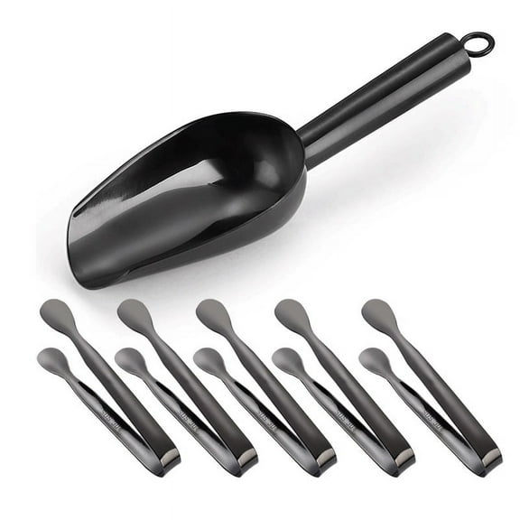 Stainless Steel Ice Scoop with 5 Clips, Titanium Plating Metal Ice Scooper for Ice Maker, Multipurpose for Candy Wedding Kitchen Bar Party, Pet Animal Dog Food Scoop Beach Shovel