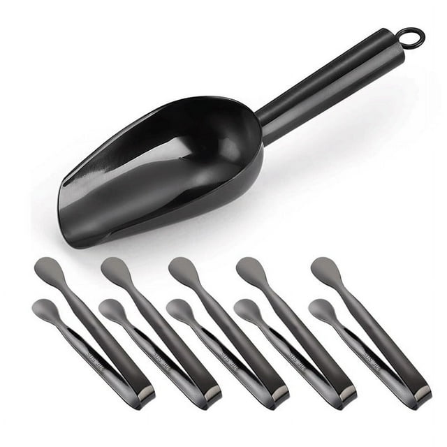 Stainless Steel Ice Scoop & Clip Set, Multi-Purpose Kitchen Tool for Coffee Beans, Sugar, Popcorn, Dishwasher Safe & Rust-Proof