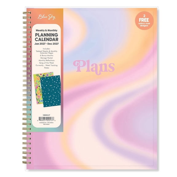 Blue Sky Gen Z 2027 Weekly and Monthly Planner Calendar, January 2027 - December 2027, 8.5" x 11", Flexible Interchangeable Cover, Durable Twin Wire Binding, Laminated Tabs, Storage Pocket, Europa