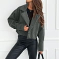 thumbnail image 4 of HTNBO Women's Double Breasted Wool Blend Pea Coat, Dressy Casual Elagant Notched Lapel Cropped Woolen Jackets Outerwear, 4 of 8