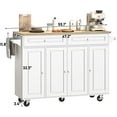 thumbnail image 7 of Blotout 55" Rolling Kitchen Island Cart with Drop Leaf Breakfast Bar, Rubber Wood Top – on Wheels with Drawer, Storage Cabinet, Spice & Towel Rack, 7 of 7