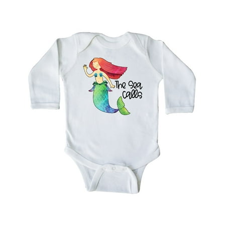 

Inktastic The Sea Calls Mermaid with Red Hair Gift Baby Boy or Baby Girl Long Sleeve Bodysuit