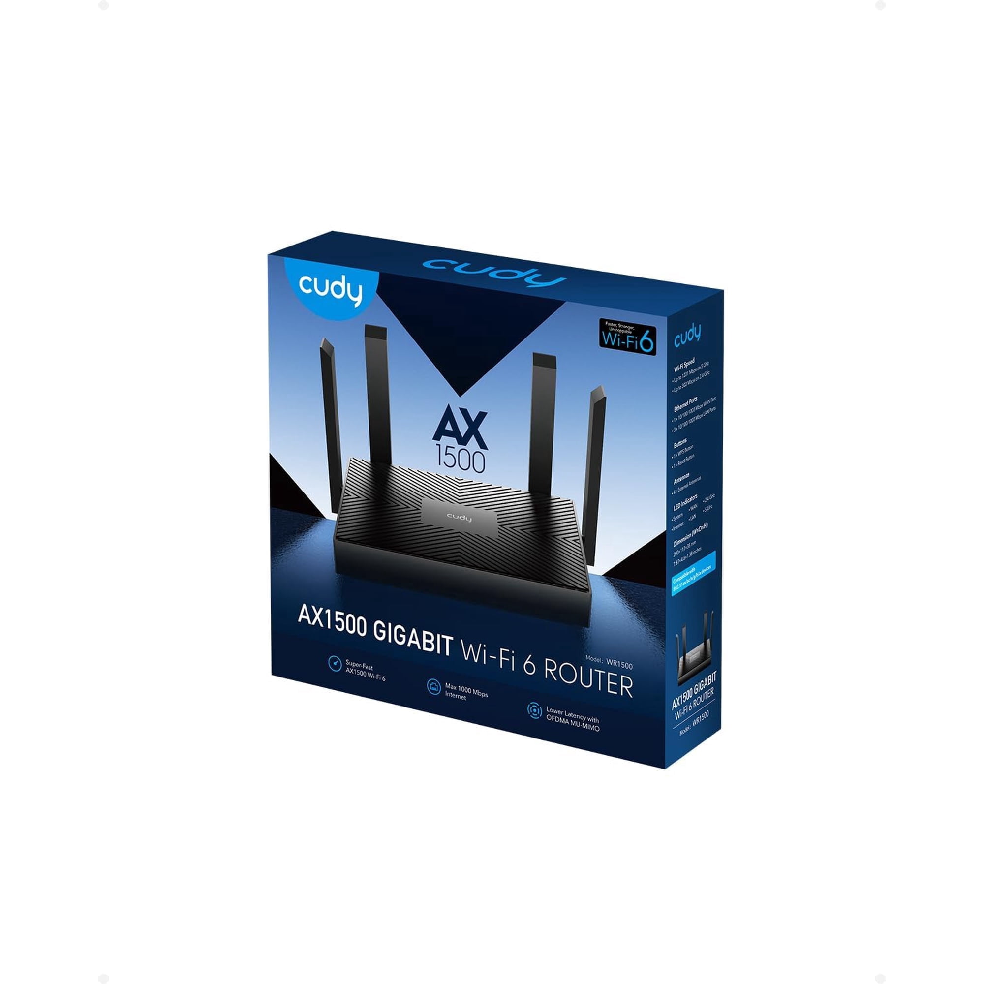 Cudy AX1500 Dual Band Wi-Fi 6 Router, 802.11ax Internet Router, Access Point, 4 5dBi Antennas, MU-MIMO, Beamforming, OFDMA, WPA3, WR1500