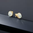 thumbnail image 5 of Gem Stone King 2.48 Ct Oval Cabochon White Simulated Opal 18K Yellow Gold Plated Silver Earrings, 5 of 5