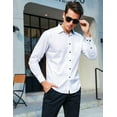 thumbnail image 3 of iClosam Men's Dress Shirt Regular Fit Solid Buttondown Work Shirt, White, 3 of 8